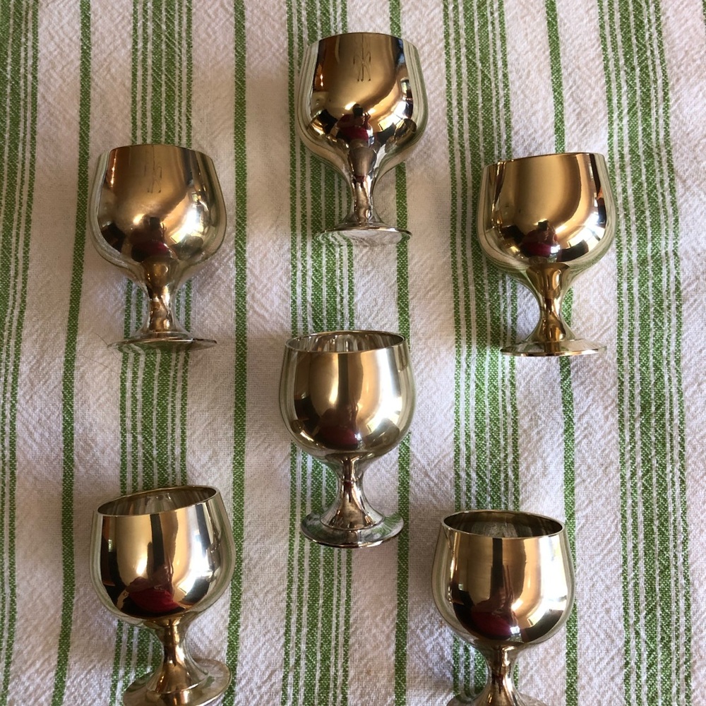 Silver aperitif/ liqueur glasses- six
